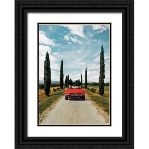 Sportscar in Tuscany Black Ornate Wood Framed Art Print with Double Matting by Gasoline Images