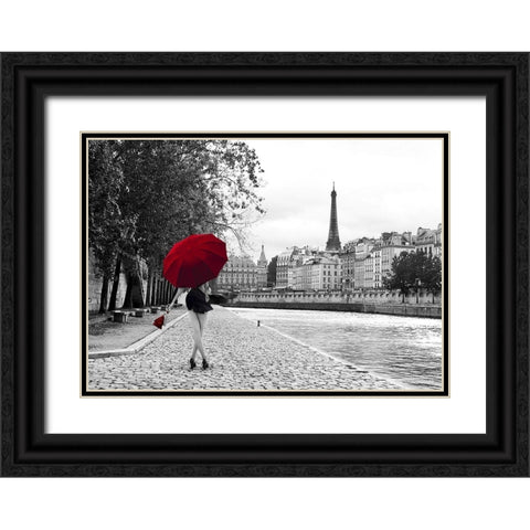 Quai de la Seine Black Ornate Wood Framed Art Print with Double Matting by Lauren, Julian