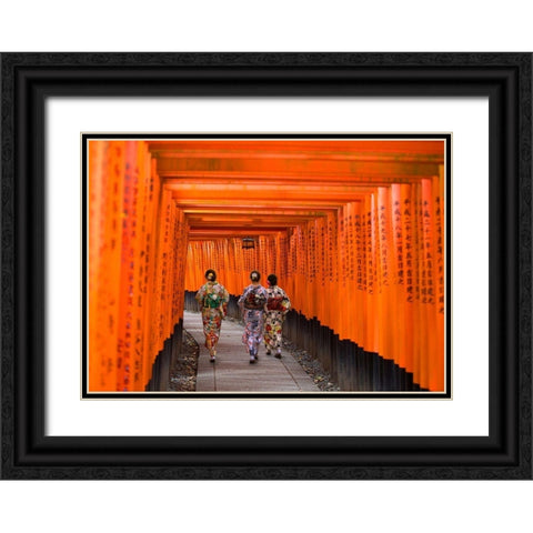 Fushimi Inari Shrine-Kyoto Black Ornate Wood Framed Art Print with Double Matting by Pangea Images