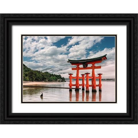 Itsukushima Shrine-Hiroshima-Japan  Black Ornate Wood Framed Art Print with Double Matting by Pangea Images