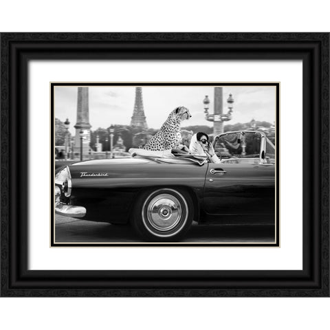 In Paris Black Ornate Wood Framed Art Print with Double Matting by Lauren, Julian