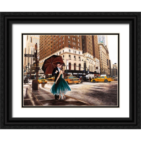 Kiss in Park Avenue Black Ornate Wood Framed Art Print with Double Matting by Benson, Pierre