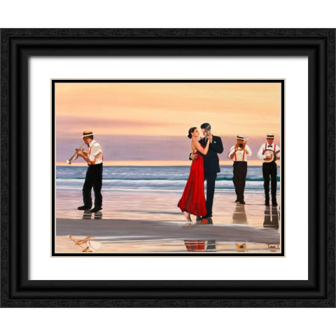 Romance on the beach - detail Black Ornate Wood Framed Art Print with Double Matting by Benson, Pierre