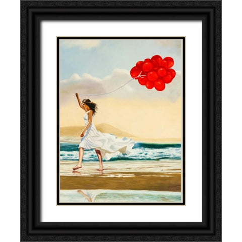 Collecting waves - detail Black Ornate Wood Framed Art Print with Double Matting by Benson, Pierre