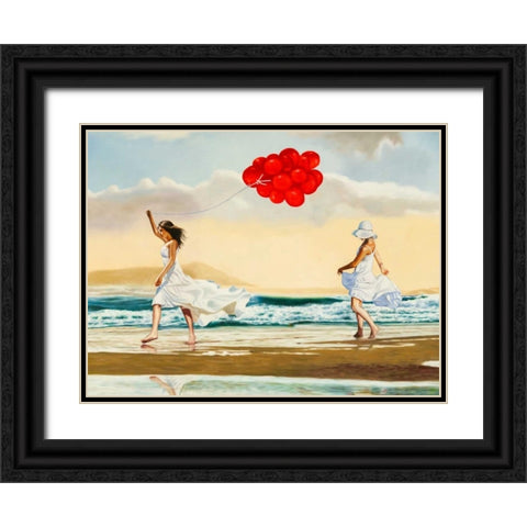 Collecting waves - detail Black Ornate Wood Framed Art Print with Double Matting by Benson, Pierre