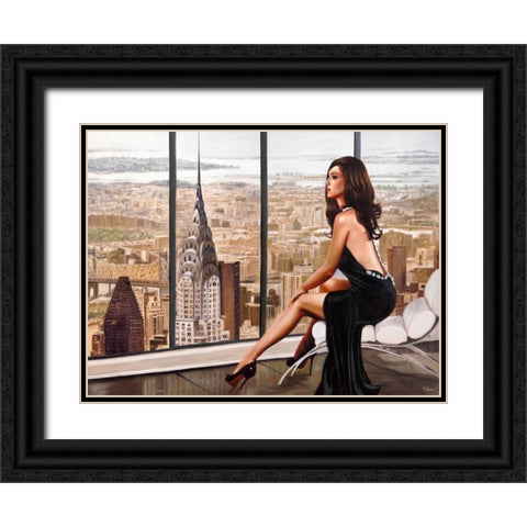 Looking at the sky Black Ornate Wood Framed Art Print with Double Matting by Benson, Pierre