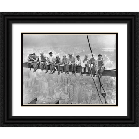 New York Construction Workers Lunching on a Crossbeam 1932 Black Ornate Wood Framed Art Print with Double Matting by Ebbets, Charles C.