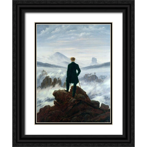 Wanderer Above the Sea of Fog Black Ornate Wood Framed Art Print with Double Matting by Friedrich, Caspar David