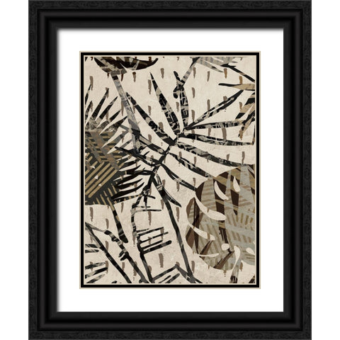 Grey Palms Panel II Black Ornate Wood Framed Art Print with Double Matting by Grant, Eve C.