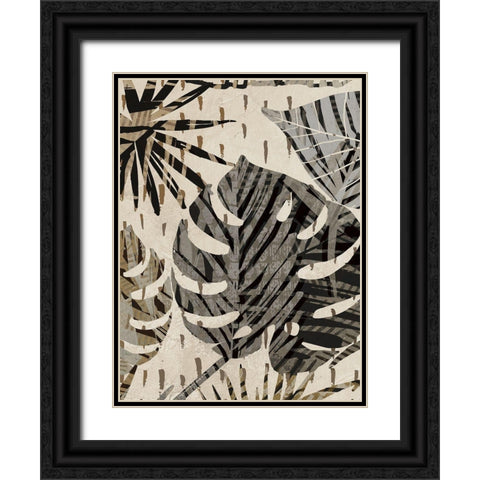 Grey Palms Panel III Black Ornate Wood Framed Art Print with Double Matting by Grant, Eve C.