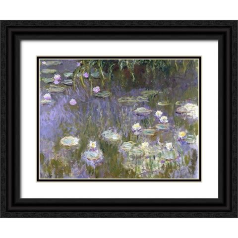 Water Lilies Black Ornate Wood Framed Art Print with Double Matting by Monet, Claude