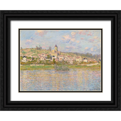 Vetheuil Black Ornate Wood Framed Art Print with Double Matting by Monet, Claude