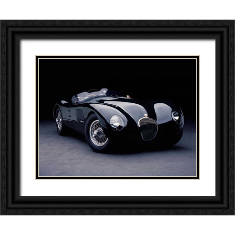1951 Jaguar C-Type Black Ornate Wood Framed Art Print with Double Matting by Heiny, Don