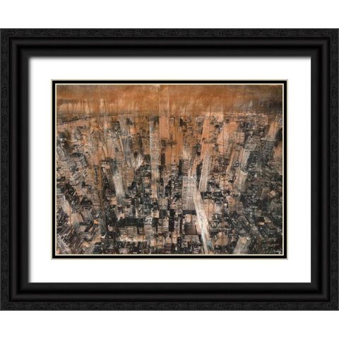 NYC Aerial 4 Black Ornate Wood Framed Art Print with Double Matting by Moschetta, Dario