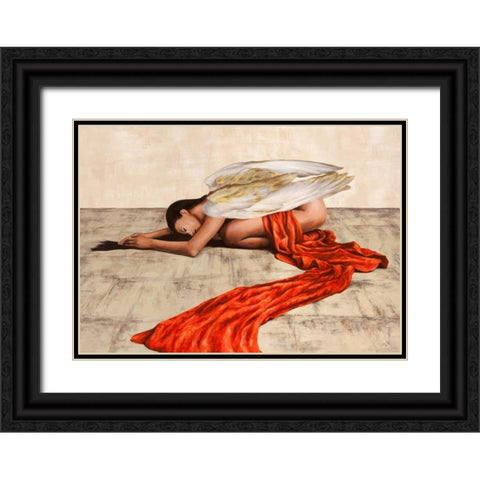 Reclined Angel Black Ornate Wood Framed Art Print with Double Matting by Duval, Sonya