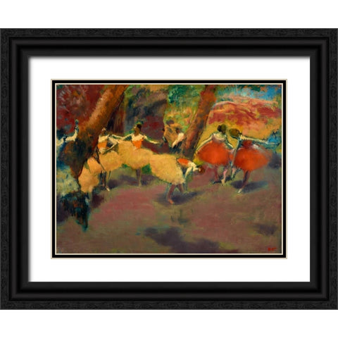 Before the Performance Black Ornate Wood Framed Art Print with Double Matting by Degas, Edgar