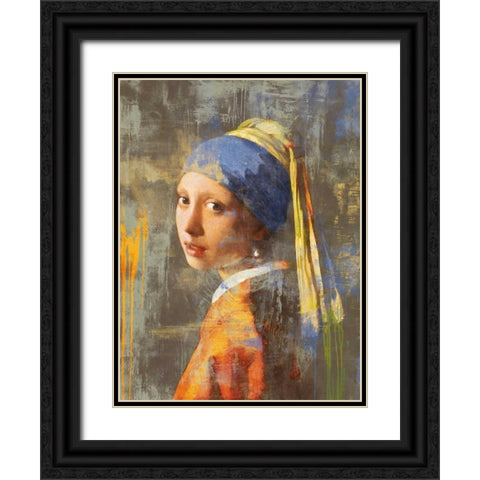 Vermeers Girl 2.0 Black Ornate Wood Framed Art Print with Double Matting by Chestier, Eric