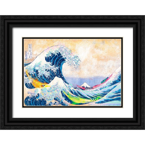 Hokusais Wave 2.0 Black Ornate Wood Framed Art Print with Double Matting by Chestier, Eric