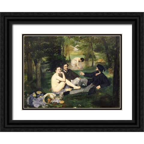 Le dejeuner sur l herbe Black Ornate Wood Framed Art Print with Double Matting by Manet, Edouard