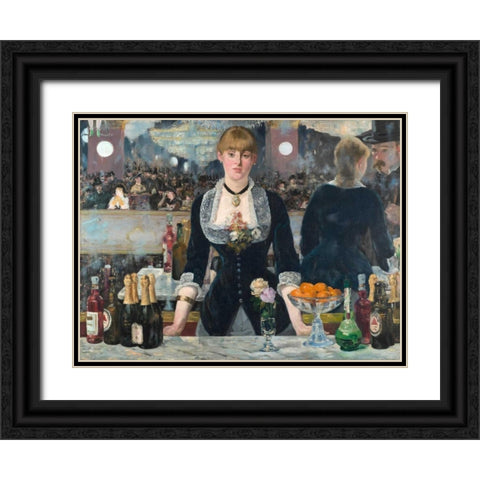 Bar at the Folies-BergÃ¨re Black Ornate Wood Framed Art Print with Double Matting by Manet, Edouard