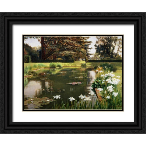 The Garden Sutton Place England Black Ornate Wood Framed Art Print with Double Matting by Spence, Ernest