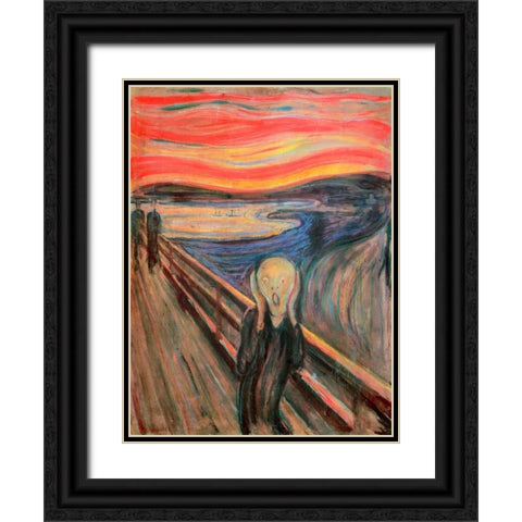The Scream Black Ornate Wood Framed Art Print with Double Matting by Munch, Edvard