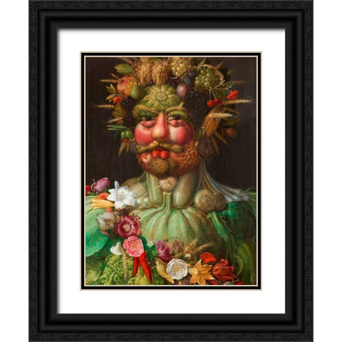 Rudolf II of Habsburg as Vertumnus Black Ornate Wood Framed Art Print with Double Matting by Arcimboldo, Giuseppe