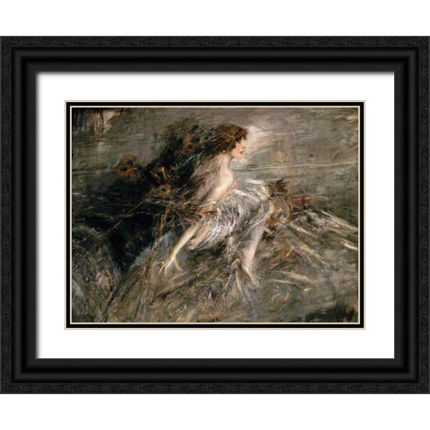 The Marchesa Luisa Casati Black Ornate Wood Framed Art Print with Double Matting by Boldini, Giovanni