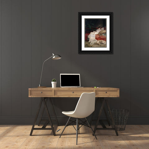 Sarah Bernhardt Black Ornate Wood Framed Art Print with Double Matting by Clairin ,Georges