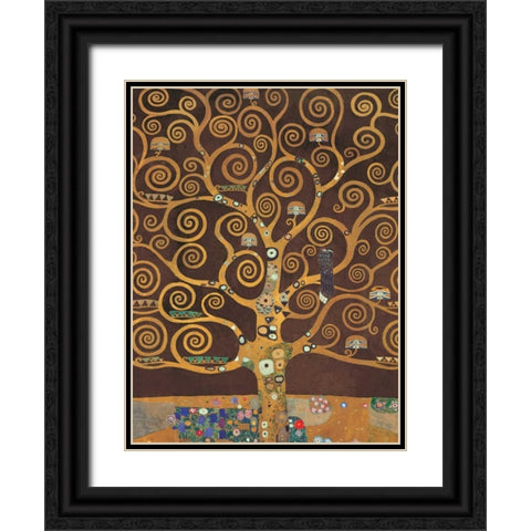 Tree of Life-Brown Variation Black Ornate Wood Framed Art Print with Double Matting by Klimt, Gustav
