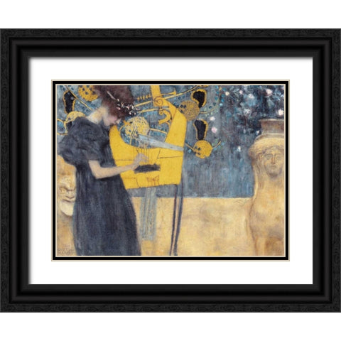 Musik Black Ornate Wood Framed Art Print with Double Matting by Klimt, Gustav