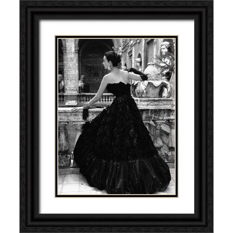 Black Evening Dress Roma 1952 Black Ornate Wood Framed Art Print with Double Matting by Naylor, Genevieve