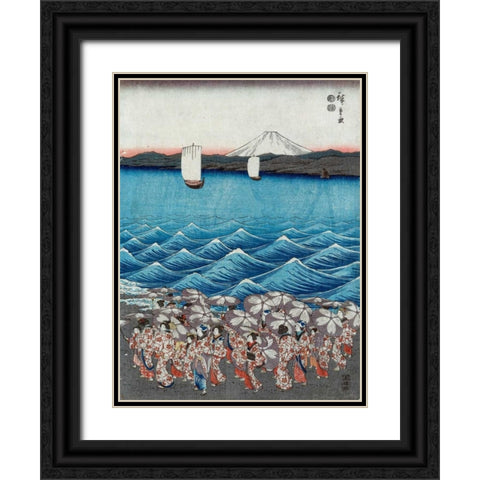 Opening celebration of Benzaiten III Black Ornate Wood Framed Art Print with Double Matting by Hiroshige, Ando
