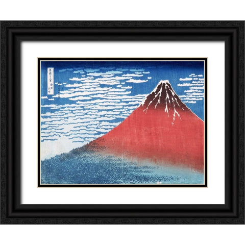 Fine Wind Clear Morning Black Ornate Wood Framed Art Print with Double Matting by Hokusai