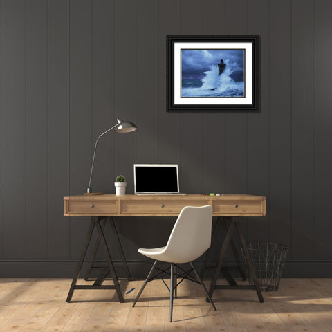 Phare du Four Bretagne Black Ornate Wood Framed Art Print with Double Matting by Guichard, Jean