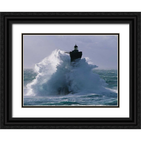Phare du Four lors d une tempete Black Ornate Wood Framed Art Print with Double Matting by Guichard, Jean