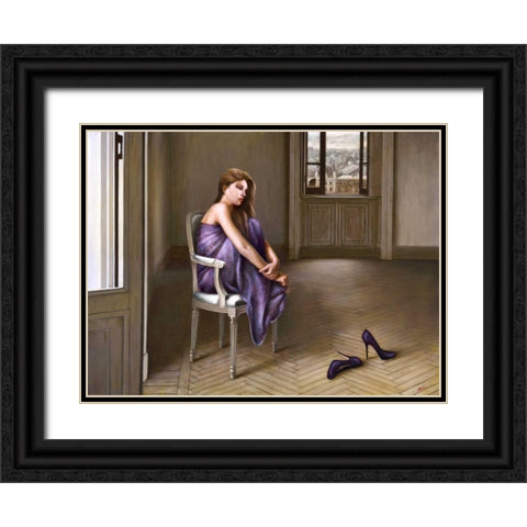 Morning in Paris Black Ornate Wood Framed Art Print with Double Matting by Silver, John