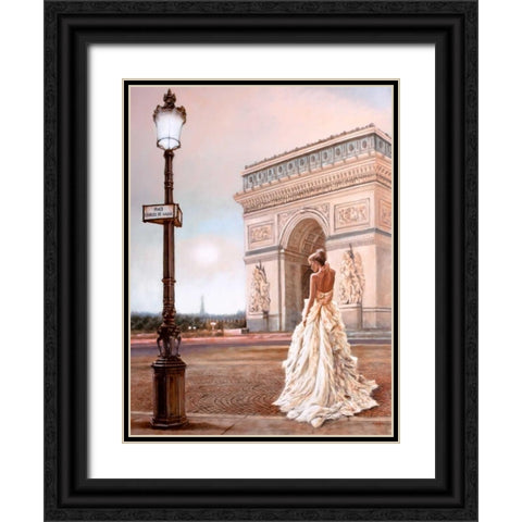 Romance in Paris II Black Ornate Wood Framed Art Print with Double Matting by Silver, John