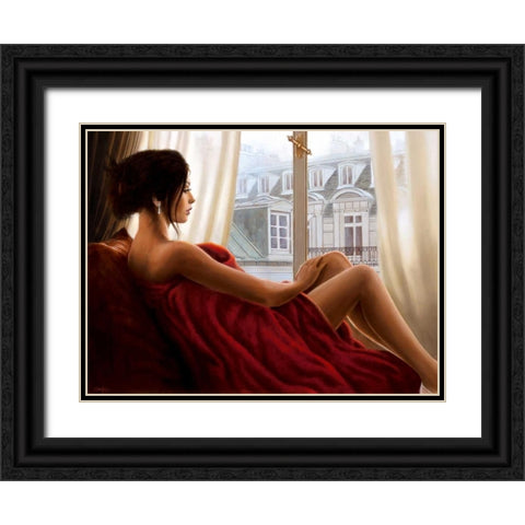 At the window Black Ornate Wood Framed Art Print with Double Matting by Silver, John