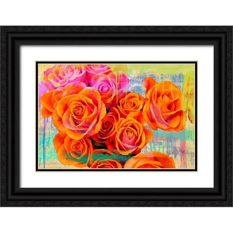 Dripping Roses Black Ornate Wood Framed Art Print with Double Matting by Parr, Kelly