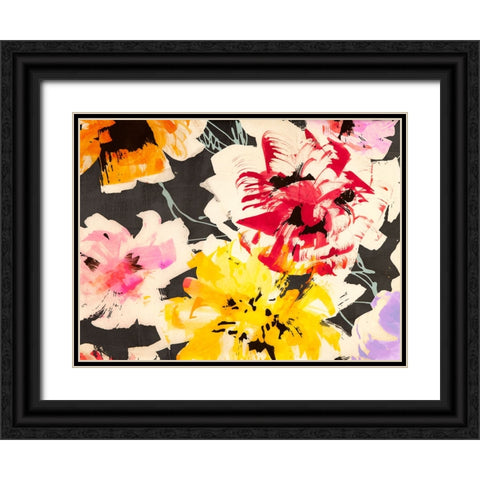 Neon Flowers II (detail) Black Ornate Wood Framed Art Print with Double Matting by Parr, Kelly