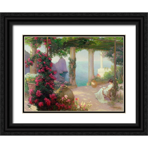 The Terrace Capri Black Ornate Wood Framed Art Print with Double Matting by Schuster, Karl Maria