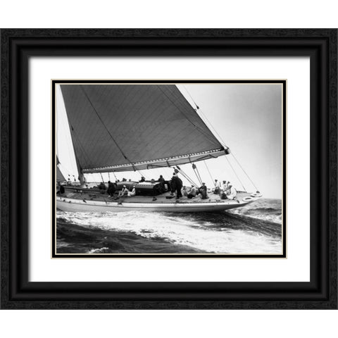 Yankee Cruising on East Coast 1936 Black Ornate Wood Framed Art Print with Double Matting by Levick, Edwin