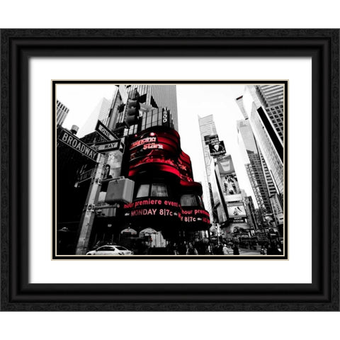 Crossroads Times Square NYC Black Ornate Wood Framed Art Print with Double Matting by Ludo, H.