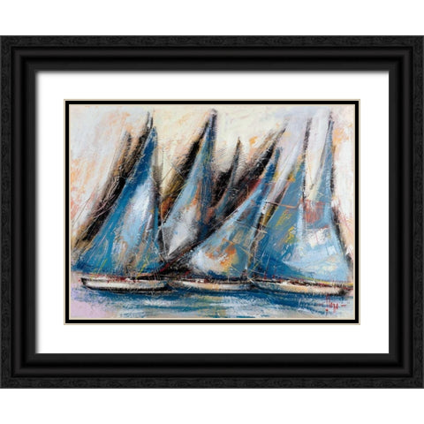 Vele blu Black Ornate Wood Framed Art Print with Double Matting by Florio, Luigi