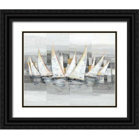 Regata Black Ornate Wood Framed Art Print with Double Matting by Florio, Luigi