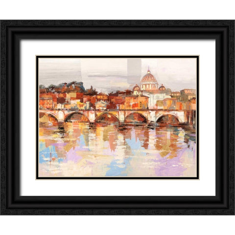 Dolcemente Roma Black Ornate Wood Framed Art Print with Double Matting by Florio, Luigi
