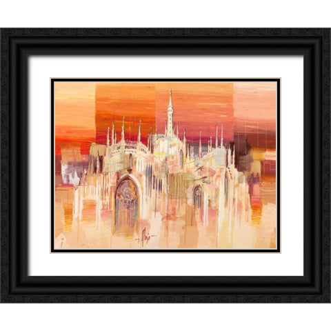 Milano al tramonto Black Ornate Wood Framed Art Print with Double Matting by Florio, Luigi