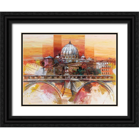Roma eterna Black Ornate Wood Framed Art Print with Double Matting by Florio, Luigi