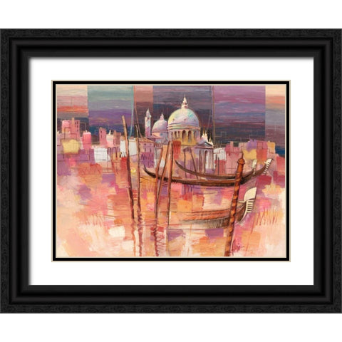 Riflessi a Venezia Black Ornate Wood Framed Art Print with Double Matting by Florio, Luigi